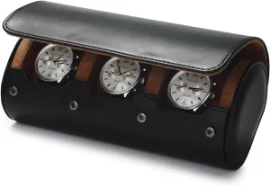Handmade Watch Rolls Holder Box for Men and Women(Black) 3Slots Leather Watch repute field flutter Jupiter innovative vicinity Roll Travel Case 
