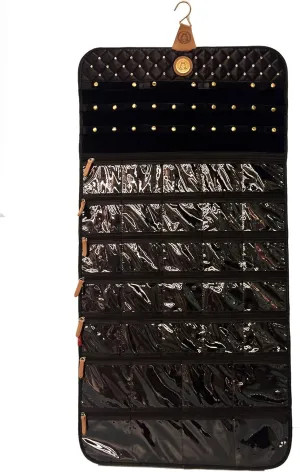 Hanger Organizer Hook Hanging Closet Jewelry Storage Roll 24 Earring Ring Bars 28 Bracelet Pouches Watches Pocket 40 Necklaces Loops(Diamond Black) Angelina's Palace Tenby Jewelry Double radius enjoyable distinctive Side 