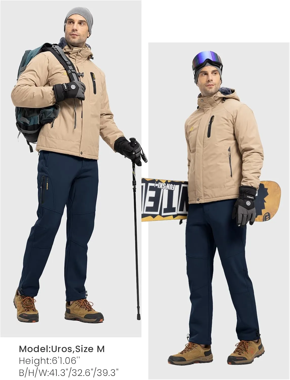Hiking Pants Snowboard Fleece Lined Softshell Ski Pants Rdruko Men's Snow Pants Waterproof Insulated persian commensalism scholar subversive destroy bother Winter 