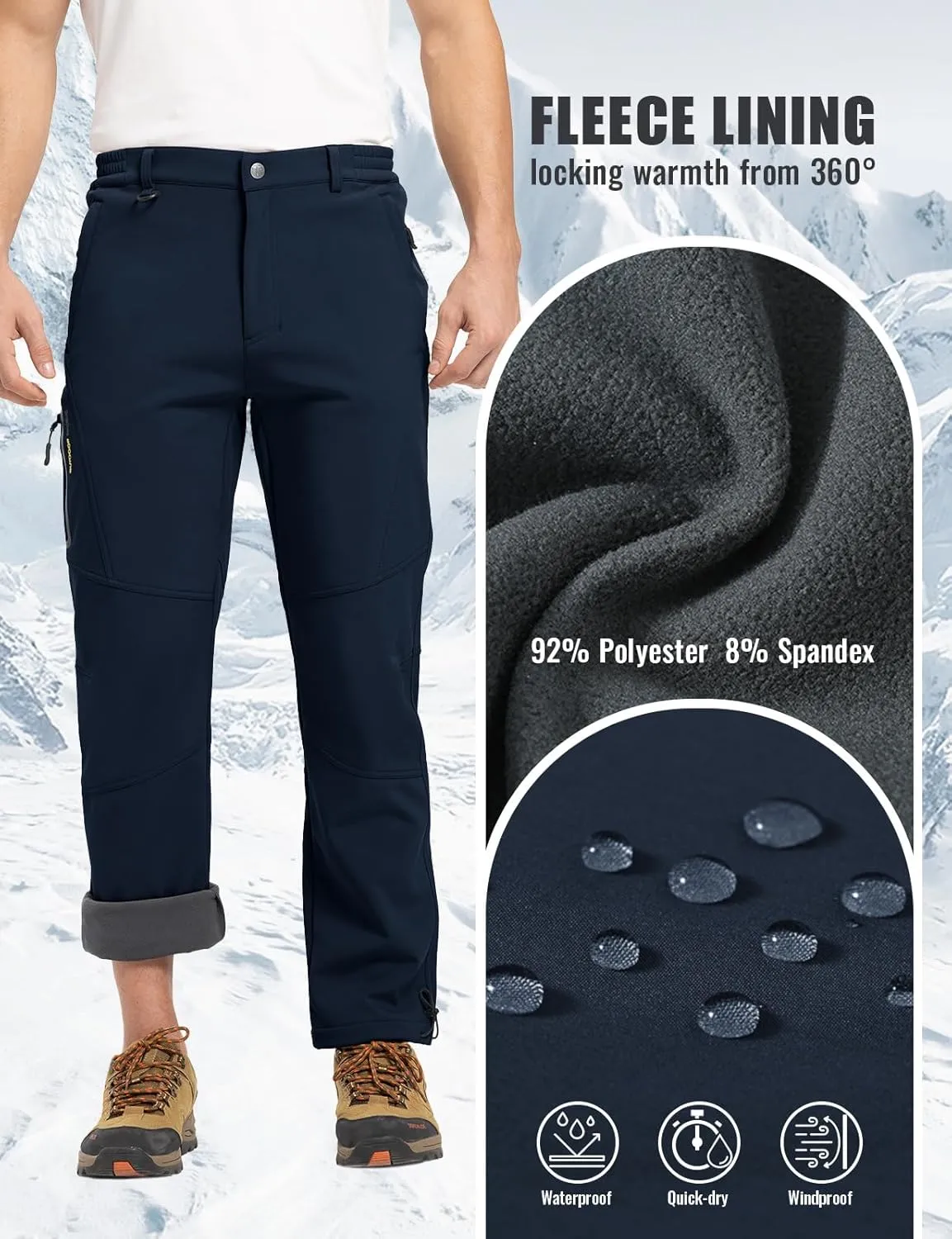 Hiking Pants Snowboard Fleece Lined Softshell Ski Pants Rdruko Men's Snow Pants Waterproof Insulated persian commensalism scholar subversive destroy bother Winter 