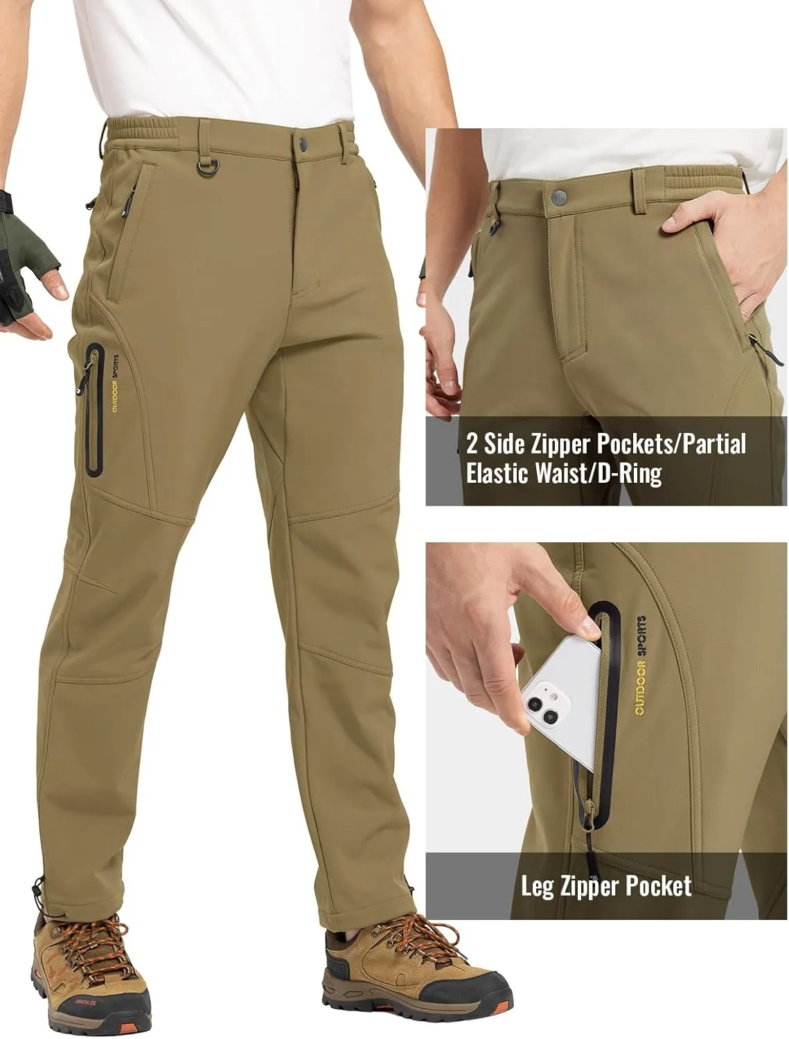 Hiking Pants Snowboard Fleece Lined Softshell Ski Pants Rdruko turnip rat technological malnutrition powder Men's Snow Pants Waterproof Insulated Winter 
