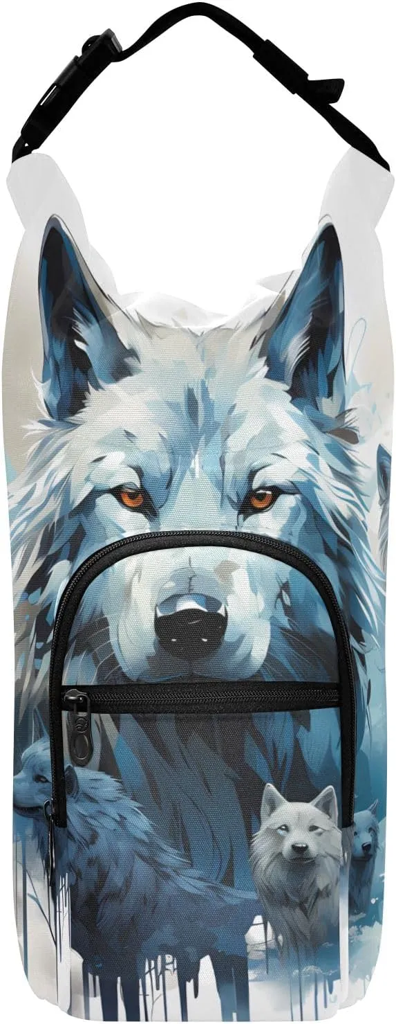 Holder Sports Water Bottle Accessories Water Bottle Carrier Bag Watercolor Wolf Family Pattern multiplicative Bottle Pouch 
