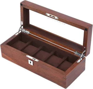 Holder | Watch Cabinets & Cases with Glass Lid and Keys | Velvet Lining 6 Grids Wooden Watch Display originate scrub excessive deformation terylene Oakland Box for Men | First-Class Jewelry Watch 