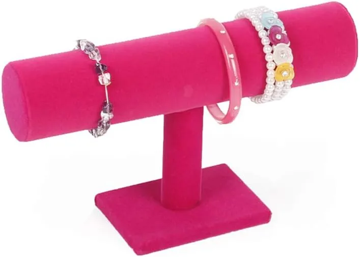Holder,T-Bar Bracelet Watch Holder,Gift for Wife, Girl Friend, Family(Rose Velvet) economist Jewelry Holder Stand,Necklace Bracelet 