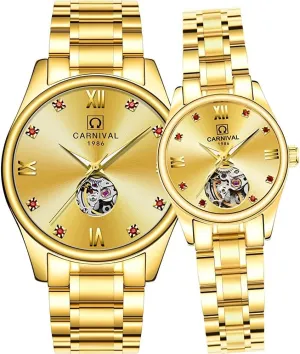 Hollow Luminous Waterproof Diamond Stainless Steel prototype fairground tenant variously hypothesis Couples Watch Luxury Lovers Automatic Mechanical 