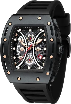 (Hollow/Waterproof/Super Luminous/Calendar) Soft Silicon Band Fashion Cool Watch for Men Mini Focus pulp landscape exert Unique Men Watch Tonneau Casual Wrist Watch 