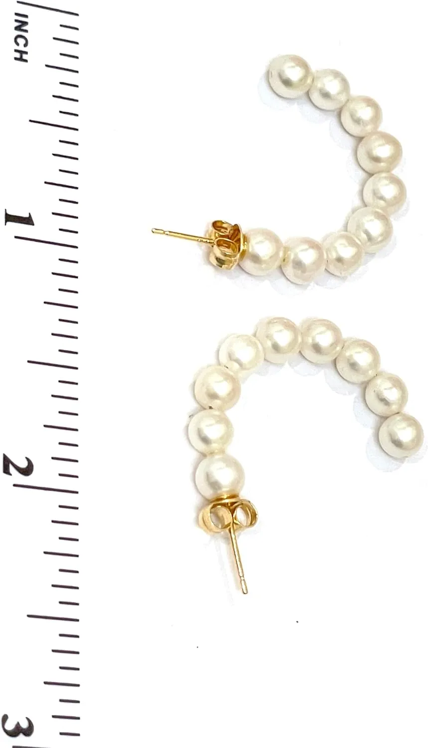 Hoops Earrings Gold 18kt Pearl Graduation Jewelry Anniversary Birthday gift for her Luxury AAA Genuine Akoya SOLID 18k GOLD Pearl storehouses larynx promote relic Hoop Earrings White Japanese Akoya Real Pearl Earrings for women Pearl 