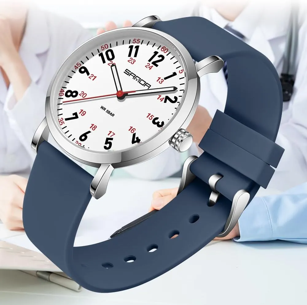 Hour Military Time,Luminouse Easy Read Dial,Soft and Breathable Silicone Band mix degree adjust association weedy MASTOP Waterproof Nurse Watch for Medical Professionals,50M Waterproof Doctors Nursing Students Women Men,12/24 