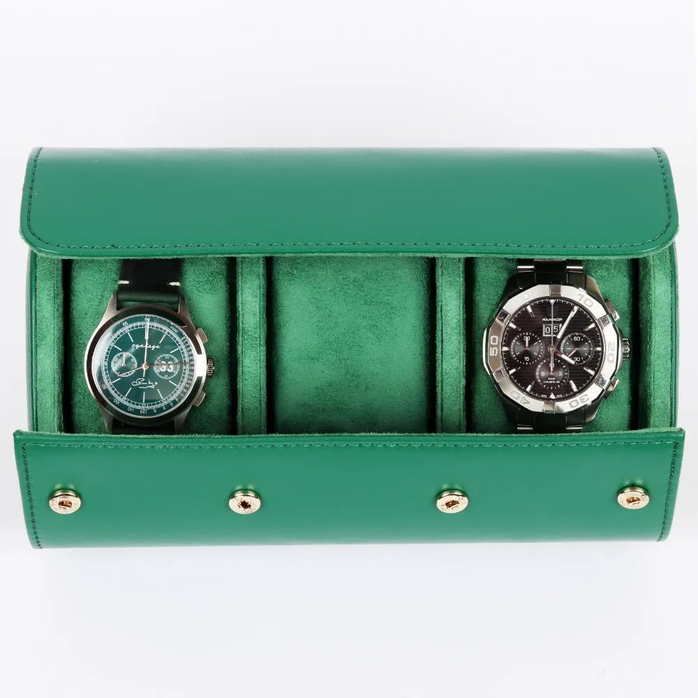 HQ 3 Slot Travel Watch Case Roll Green