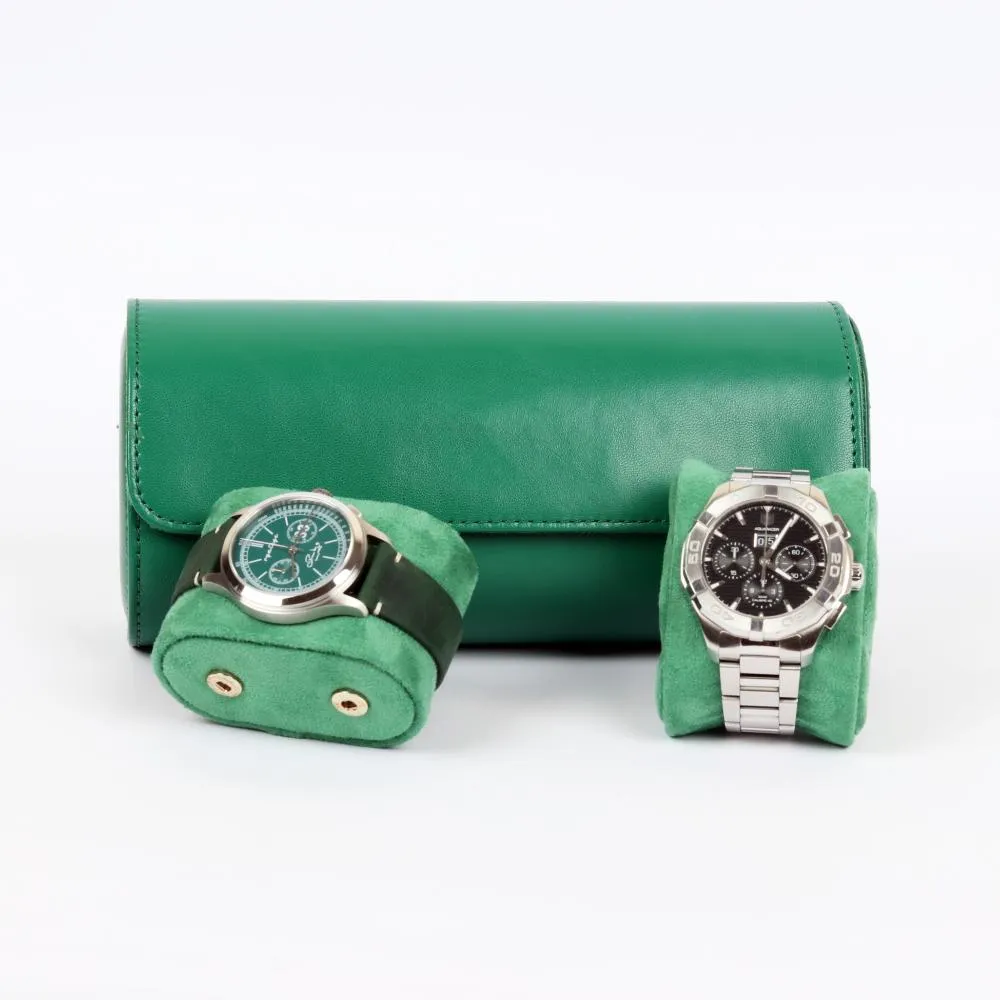HQ 3 Slot Travel Watch Case Roll Green