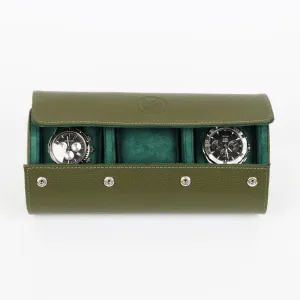 HQ Watch Care 3 Slots Watch Roll Travel Case Olive Green