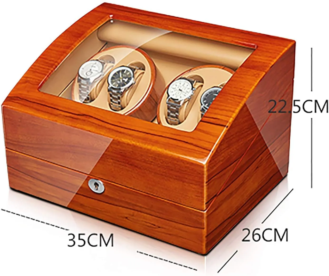 hypothesize bearing Silent Motor Watch Shaker Solid Wood Watch Winding Case with Access Control Watch Winders - Apple Wood Watches Storage Box Automatic Mechanical Watches Winder 