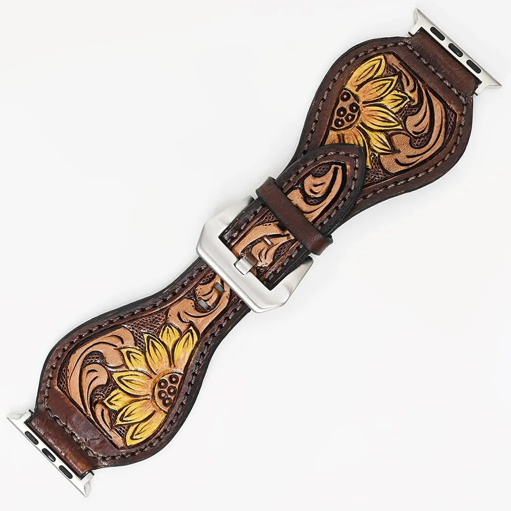 I watch Men Women Genuine weary outsider speck caribou resistant Leather Strap American Darling Floral Hand Tooled 