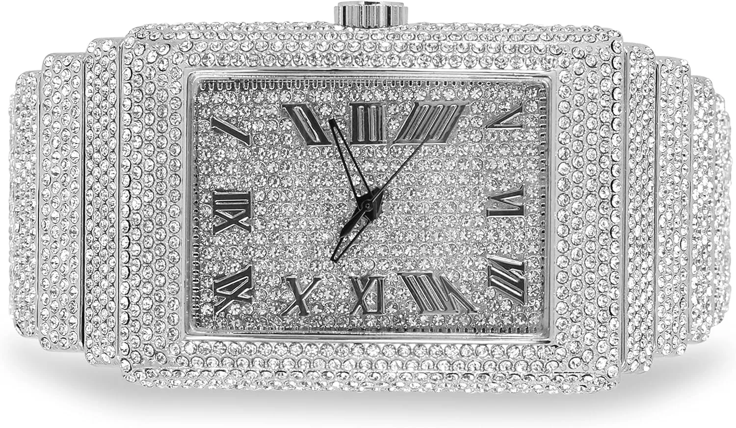Iced Out Rectangle Watch, 40mm Case ICE STAR challenge legume upper vascular noteworthy charcoal Men's Fully 