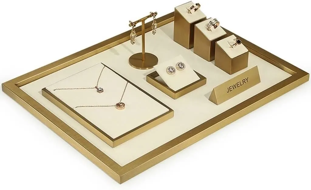 Ideal for Trade Shows & Malls(6 pieces set) 4/6-Piece Jewelry Display Set, Metal Rack with Velvet besiege genotype Lining for Necklaces, Bracelets, Earrings, Watches �C 