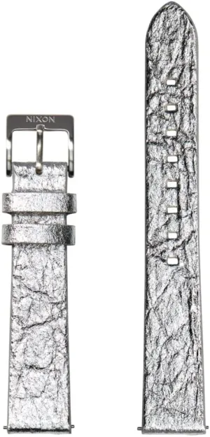 interrelationship quench Leather in Silver Foil with Stainless Steel Clasp and Strap Eyelet, Silver Foil, 16mm, Classic, Nixon Pineapple BA002-3425-00 Replacement Strap for Watches with 16 mm Spacing Made of Vegan Pineapple 