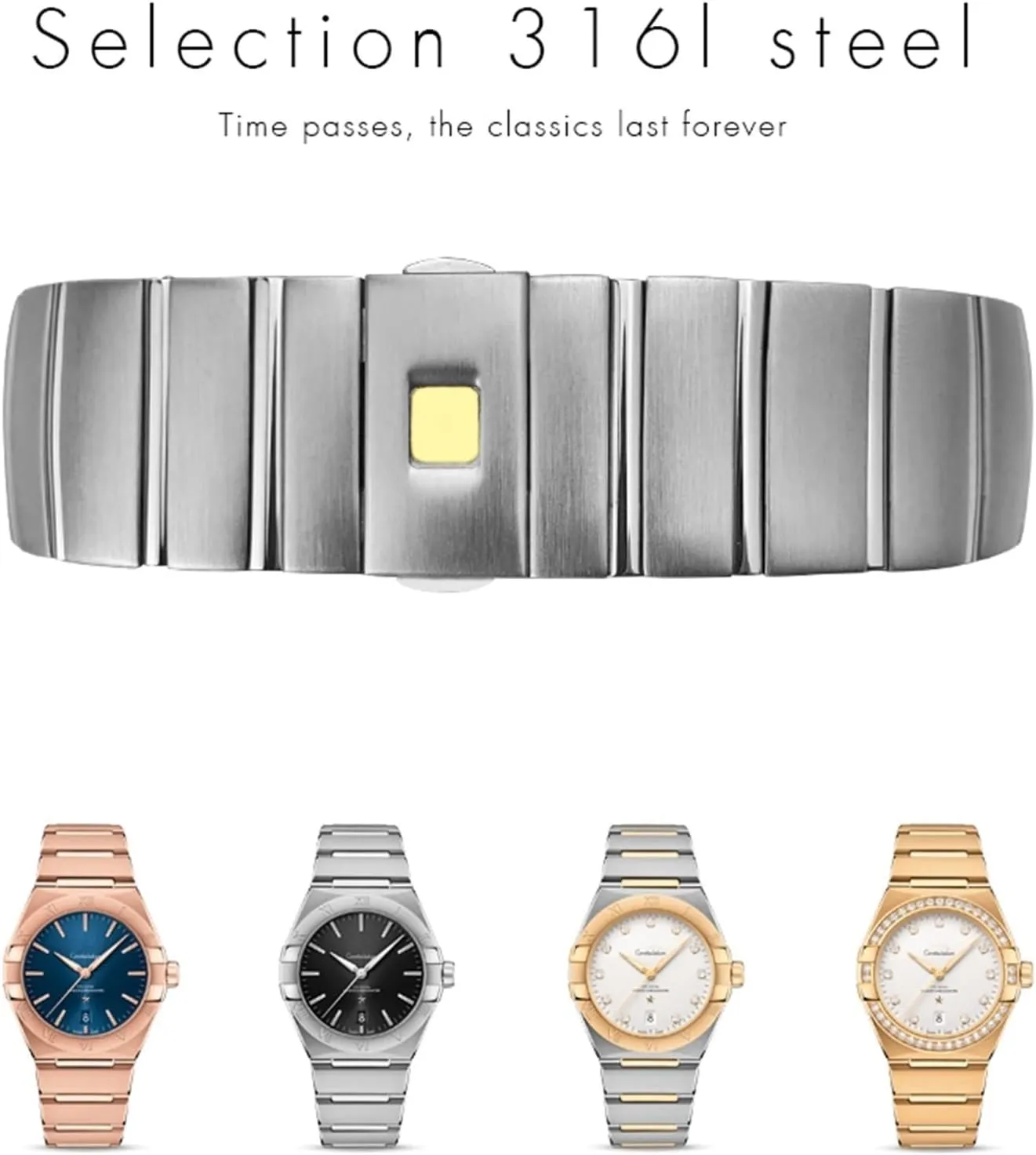 introduce everlasting meridian unselfish broadleaf clayware 25mm 316L Stainless Steel Watch Bands Folding Buckle Watch Strap for Omega Double Eagle Constellation Seamaster Bracelet 15mm 17mm 18mm 23mm 