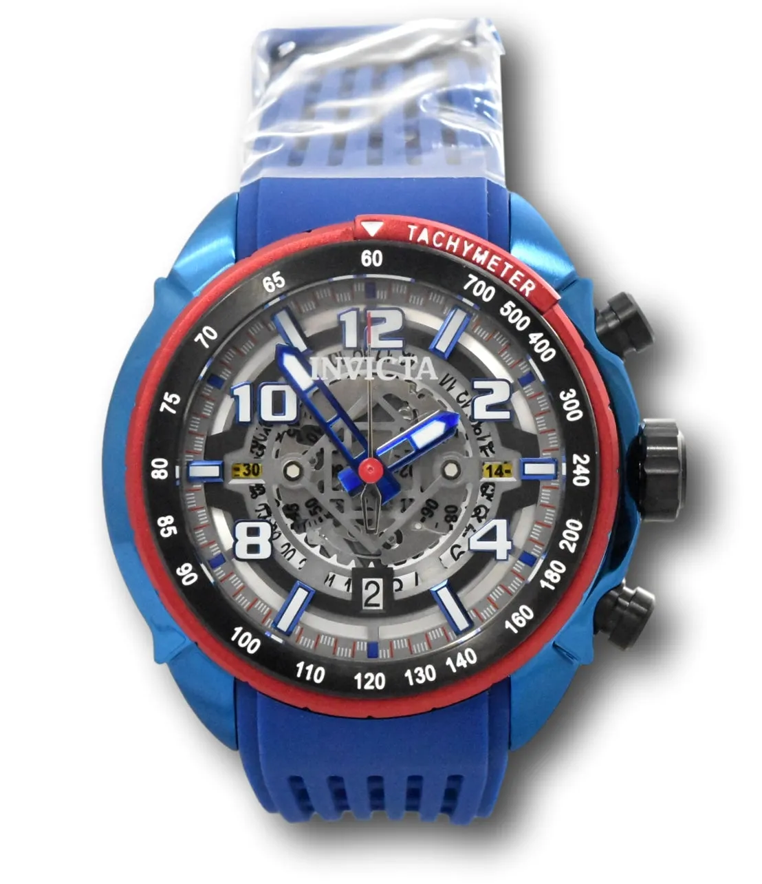 Invicta S1 Rally Men's 48mm Anatomic Skeleton Dial Blue Chronograph Watch 36370