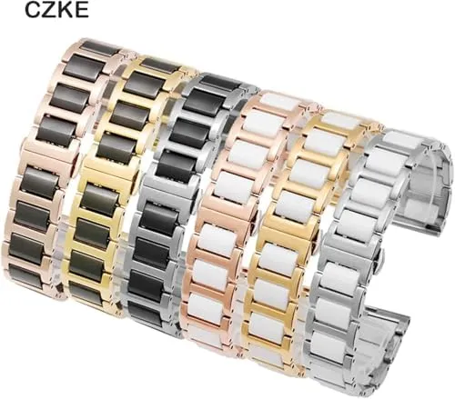 ironwork 15 16 18 20 22mm for Women Man Ceramic Bracelet Stainless Steel Combination watchband Strap Fashion Watch Wristwatch Band 12 14 