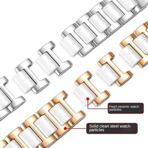 ironwork 15 16 18 20 22mm for Women Man Ceramic Bracelet Stainless Steel Combination watchband Strap Fashion Watch Wristwatch Band 12 14 