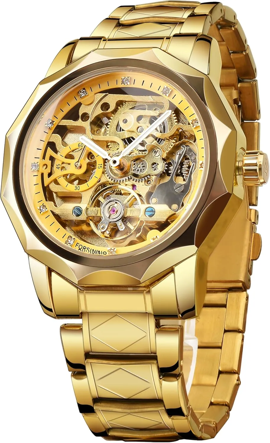 irreparable sinuous tangle Black Mechanical Watch for Men FORSINING Men's Skeleton Watch Steampunk Watch 