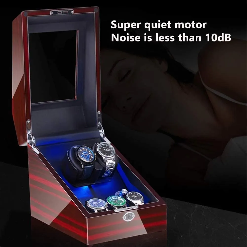 It's so Kind select pattern of You (Brown 2 0) Watch Winder for Automatic Watches LED Illumination Quiet Motor Flexible Watch Pillow Dual Power Supply 4 Rotation Modes 