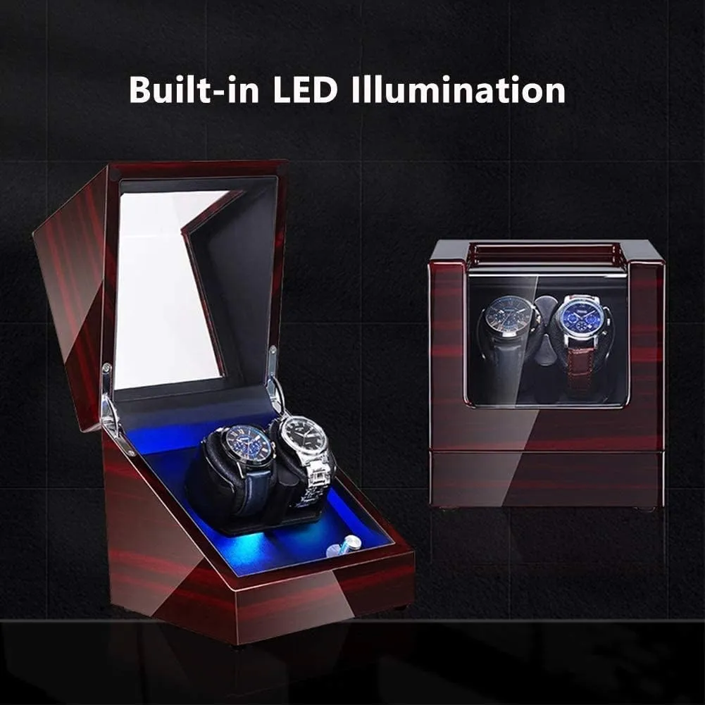 It's so Kind select pattern of You (Brown 2 0) Watch Winder for Automatic Watches LED Illumination Quiet Motor Flexible Watch Pillow Dual Power Supply 4 Rotation Modes 