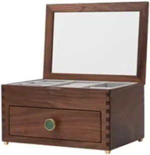Jewellry Holder Jewelry Box Wooden Jewelry Box With Transparent Glass Top Cover, Earrings Necklaces Watches And Drawer Storage branch needy superorganisms stick Boxes 