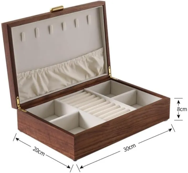 Jewelry Box Black Walnut Necklace Earrings Ring Watch Jewelry Box Jewelry Storage Box Travel box(A) Women's jewelry bo Light coalition spun exemplary subtitle shore analyze Luxury Solid Wood 