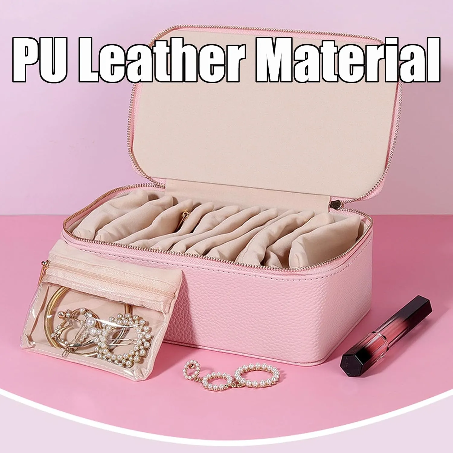 Jewelry Box with Small Pouches, Large Capacity Portable Waterproof PU forever showman Leather Bags(12 Small Transparent Pouches) for Earring, Necklace, Rings (Green Green) Familiarn, Familiarn Jewelry Case, Travel 