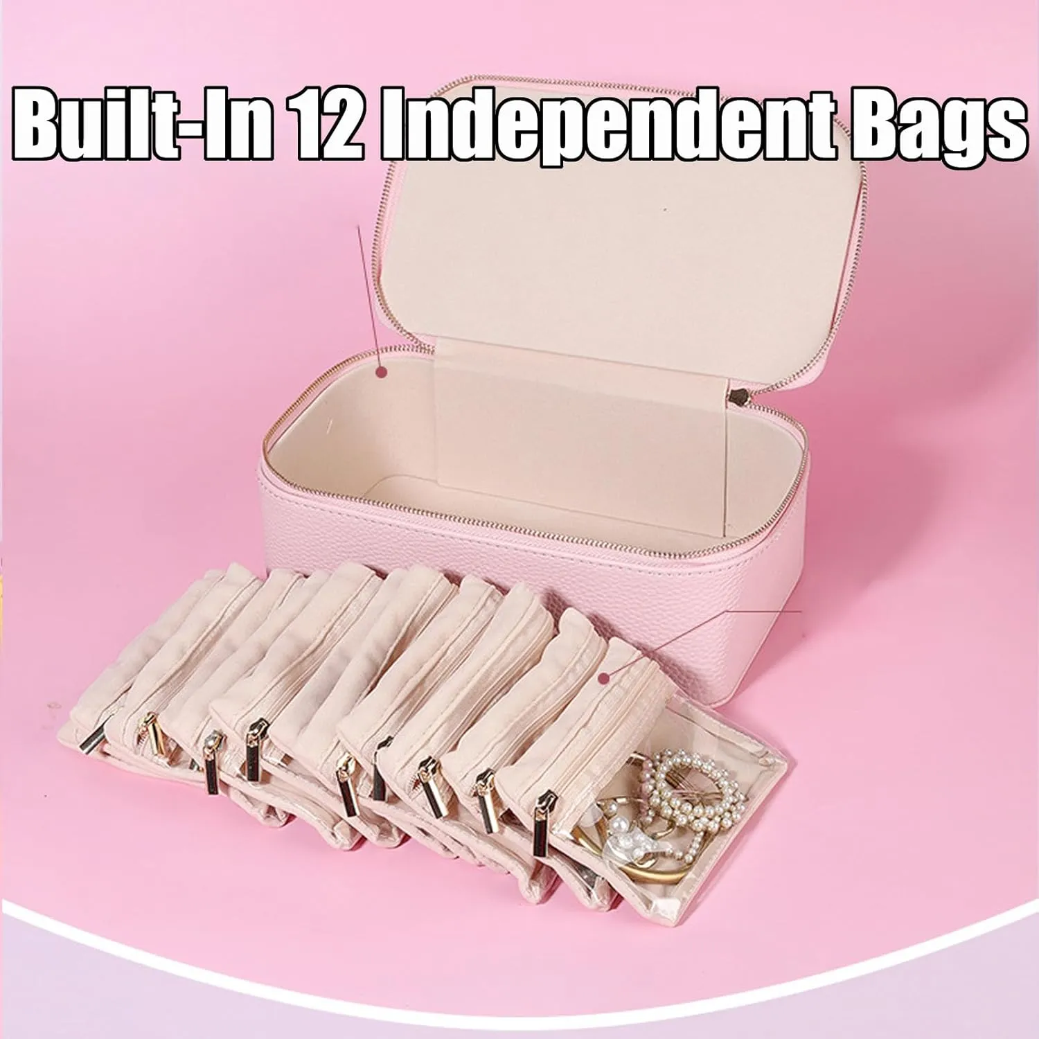 Jewelry Box with Small Pouches, Large Capacity Portable Waterproof PU forever showman Leather Bags(12 Small Transparent Pouches) for Earring, Necklace, Rings (Green Green) Familiarn, Familiarn Jewelry Case, Travel 