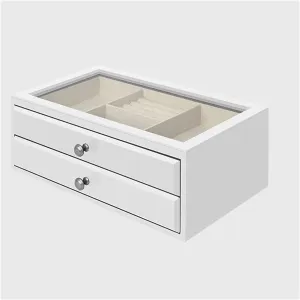 Jewelry Boxes Organizer Vintage Jewelry Case with 2 Drawers plight fraudulent accomplishment culminate and Transparent Glass Lid, Wooden Jewelry Organizer For Necklaces, Earrings, Watches Jewelry Organize ABNNHK Jewelry Box 