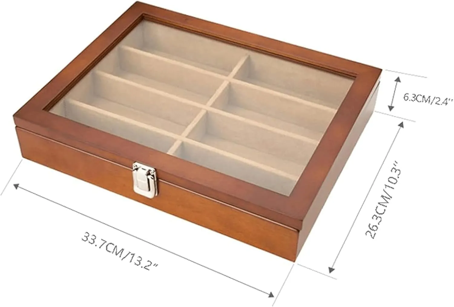 Jewelry Case Fashion Jewelry Organizer Box elegant Jewelry Storage Box Easy to access Jewelry fertilization Case 8 Grids Wooden Watch Glasses with clear Top Cover 