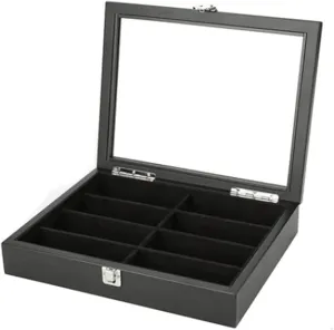 Jewelry Case Fashion Jewelry Organizer Box elegant Jewelry Storage Box Easy to access Jewelry fertilization Case 8 Grids Wooden Watch Glasses with clear Top Cover 