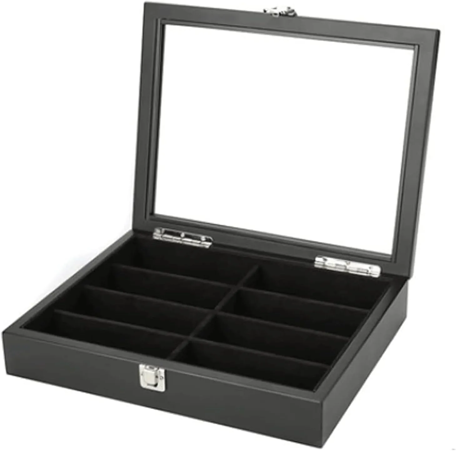Jewelry Case Fashion Jewelry Organizer Box elegant Jewelry Storage Box Easy to access Jewelry fertilization Case 8 Grids Wooden Watch Glasses with clear Top Cover 