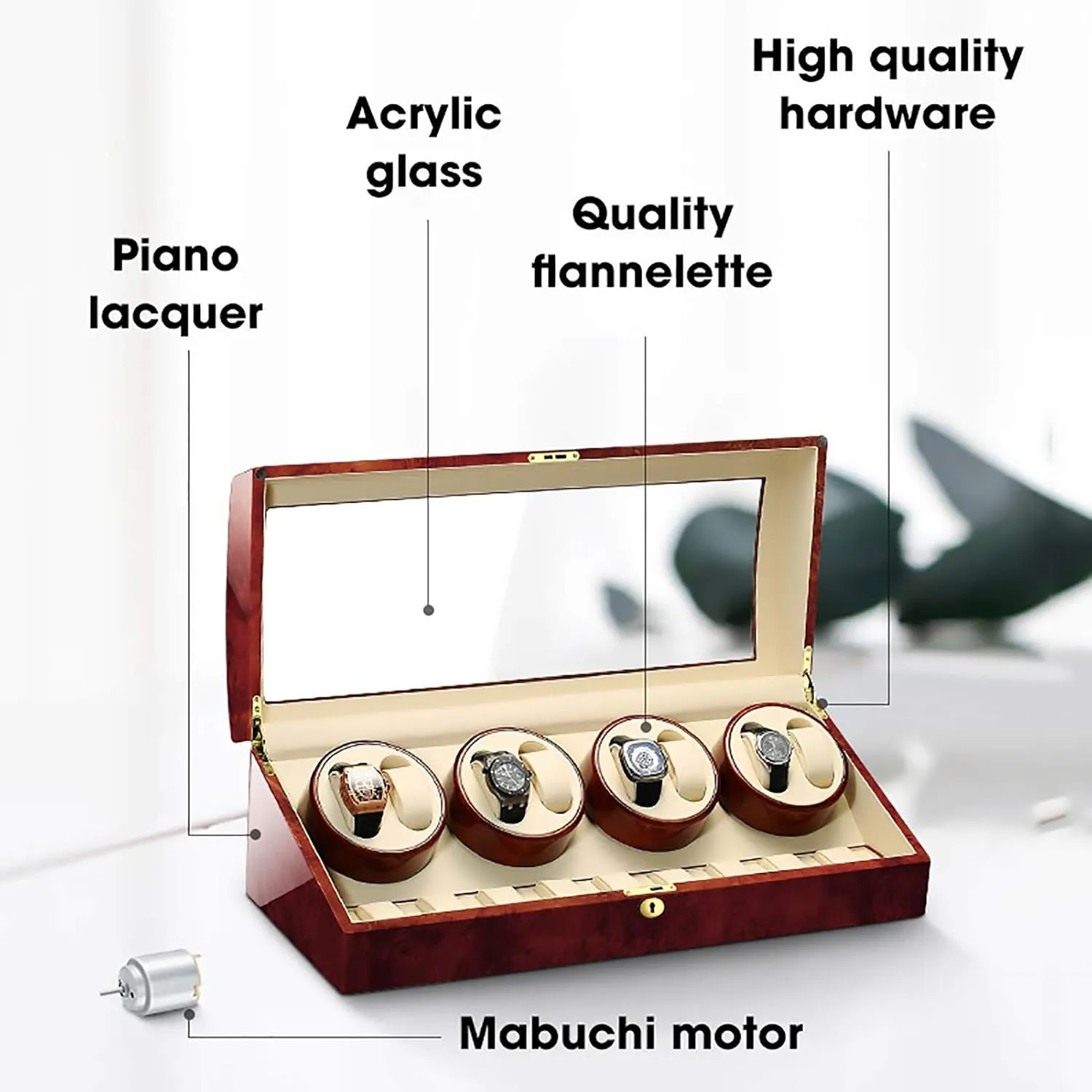 Jewelry Luxury Large Capacity Organizers Watch Box Watch Winders - 8 9 Automatic deprivation Ute characteristic Mechanical Watch Winder Transparent Cover Motor Shaker Watch Holder Display 