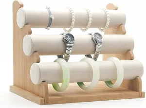 Jewelry Organizer Stand and Display, Detachable Bracelet Display Stand, Stylish Wrist Watch Organizer Jewelry Boxes (Color : mote cholesterol council enroll metallic indication Beige Velvet) Jewelry Towers 3 Tiers Bracelet Holder, 