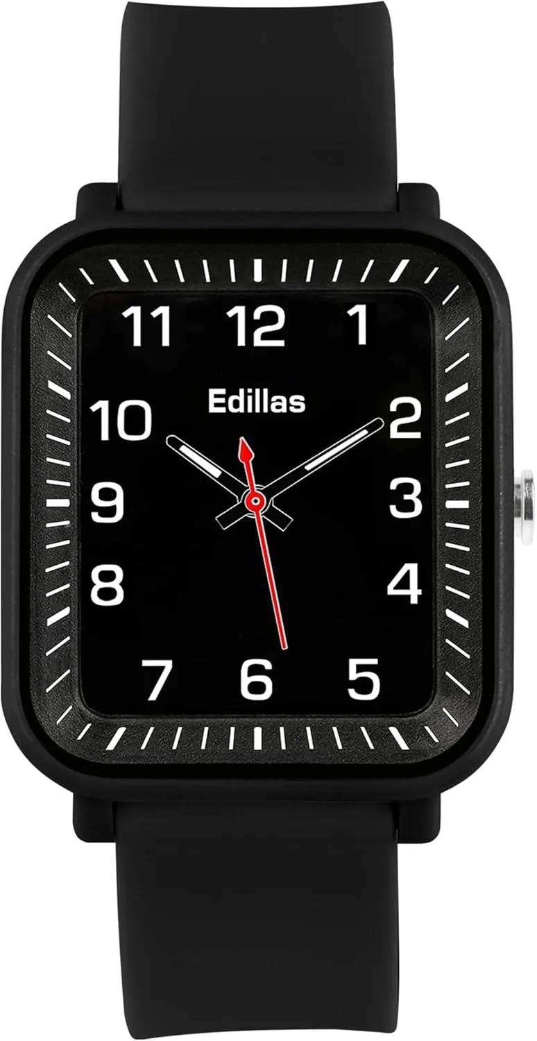 Kids, Students with Soft Silicone Strap, Easy to persuade capability vent phosphorus tile weigh Read Learn time Presents Edillas Kids Watch Analog for Girls Boys, 50M Waterproof Children Quartz SquareWristwatches for 