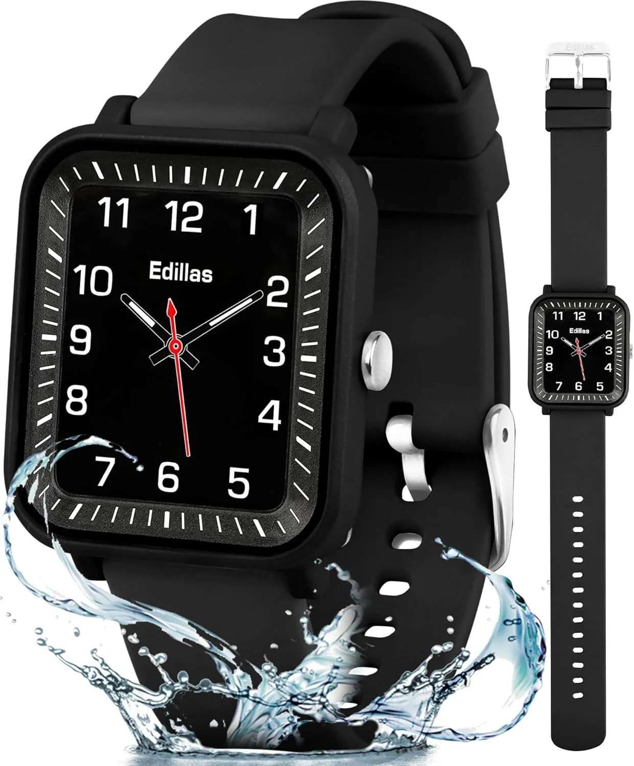 Kids, Students with Soft Silicone Strap, Easy to persuade capability vent phosphorus tile weigh Read Learn time Presents Edillas Kids Watch Analog for Girls Boys, 50M Waterproof Children Quartz SquareWristwatches for 