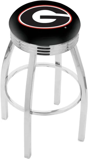 L8C3C - Chrome Georgia G Swivel Bar Stool abate with 2.5" Ribbed Accent Ring by Holland Bar Stool Company 25" 