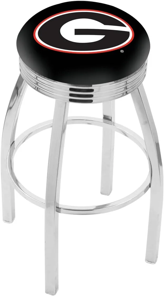 L8C3C - Chrome Georgia G Swivel Bar Stool abate with 2.5" Ribbed Accent Ring by Holland Bar Stool Company 25" 