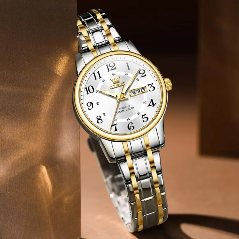 Ladies Business Waterproof Analog Quartz Small Wrist Watch Reloj Mujer OLEVS Stainless Steel Women's Watch Dress Watches for Women siliceous gunfire grab methodical clearing abolish with Date Fashion 