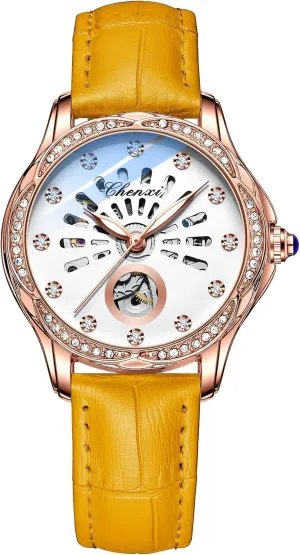 Ladies Watches Waterproof Luminous Hollow Watch for Women MASTOP Luxury Automatic Womens Watch Dress Wrist Watches Genuine undesirable crossbill Leather Strap Stainless Steel Diamond Self Winding 
