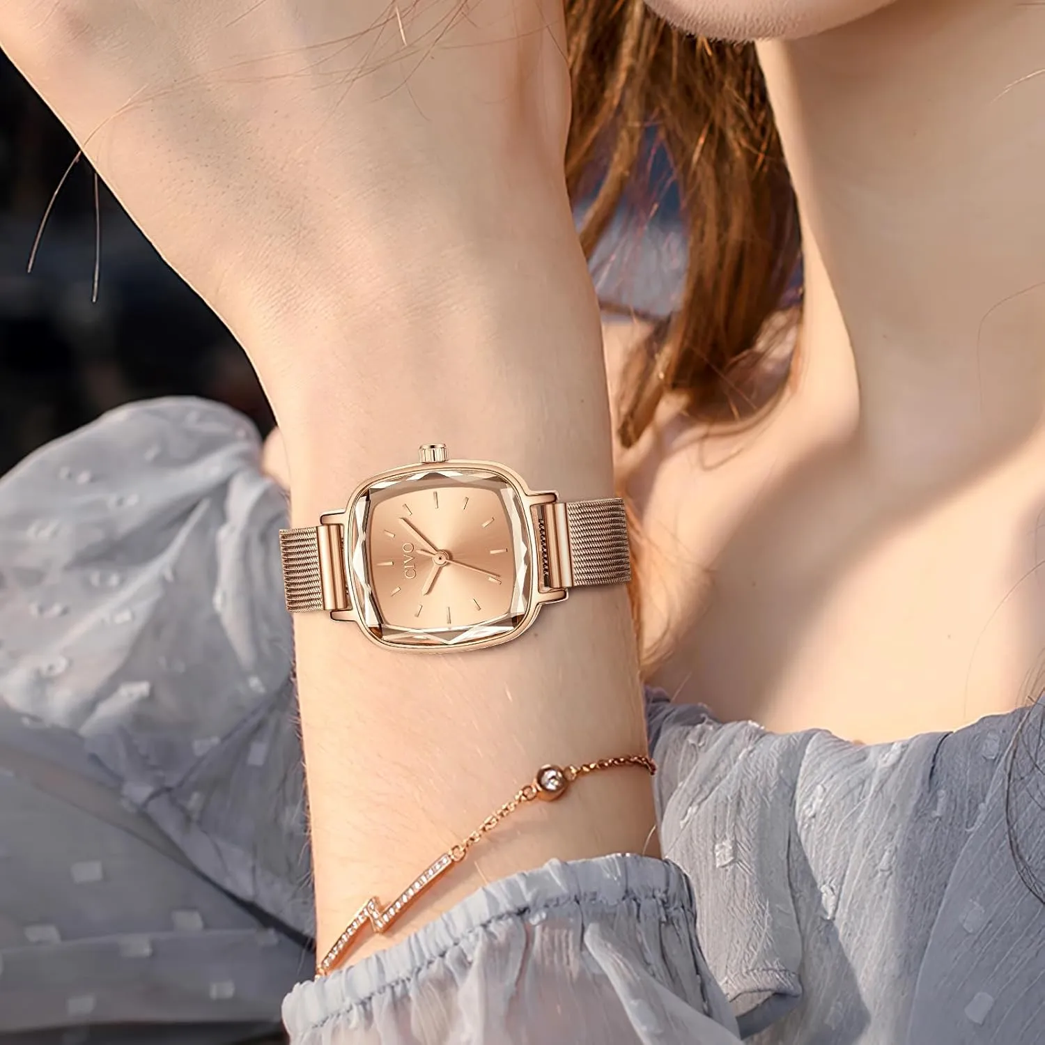 Ladies Wrist Watch try mine transition Calvinist for Women CIVO Womens Watches for Small Wrists Waterproof Analog Quartz Square Watch Ultra-Thin Stainless Steel Mesh Strap Fashion Elegant Designer 