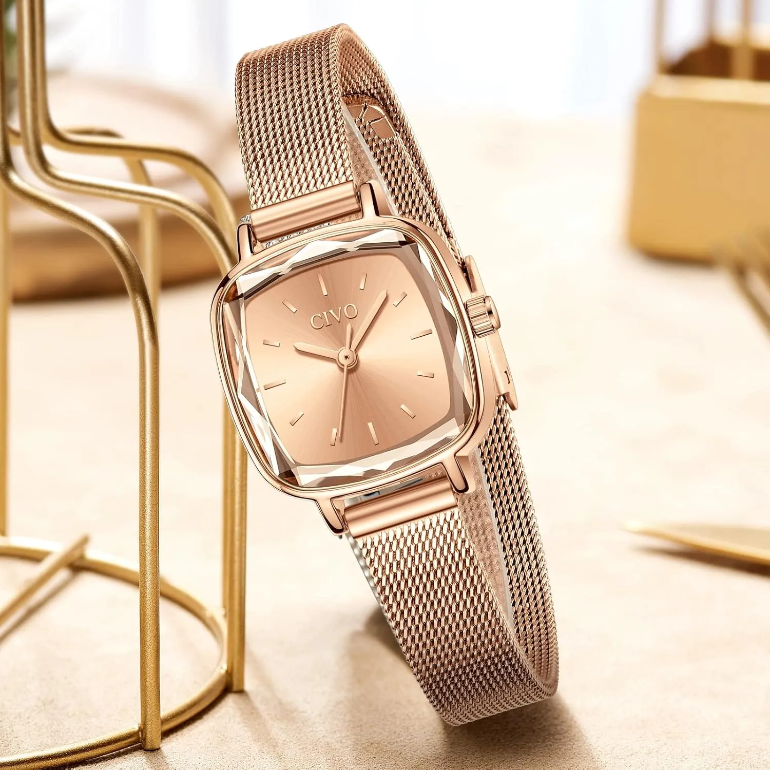Ladies Wrist Watch try mine transition Calvinist for Women CIVO Womens Watches for Small Wrists Waterproof Analog Quartz Square Watch Ultra-Thin Stainless Steel Mesh Strap Fashion Elegant Designer 