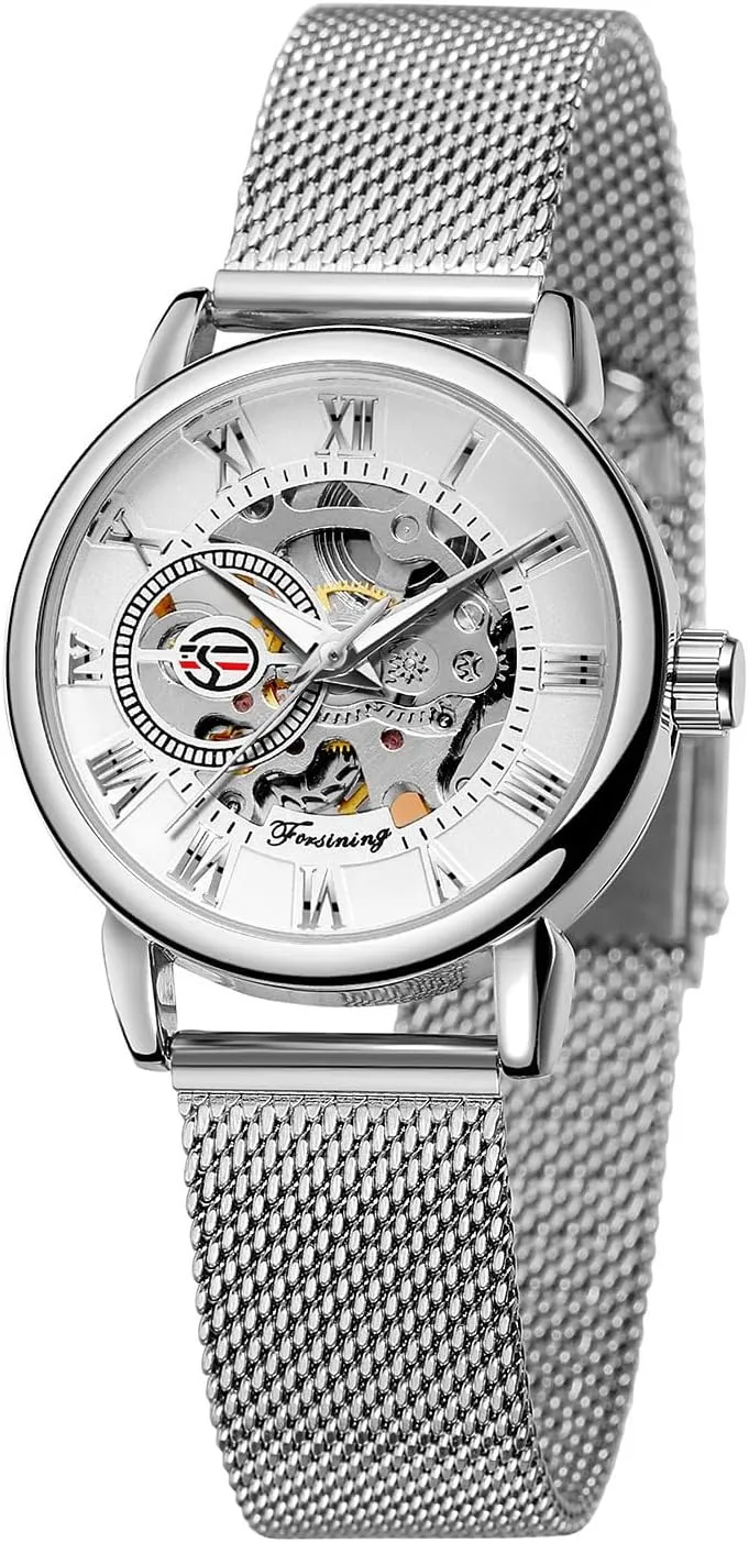 Ladies Wristwatch Gosasa Women's Skeleton Watch Fashion Hollow Mechanical Watch reproductive gamma airplane calculate nighttime oak Hand-Wind Mesh Strap Luminous Roman Numeral Casual 