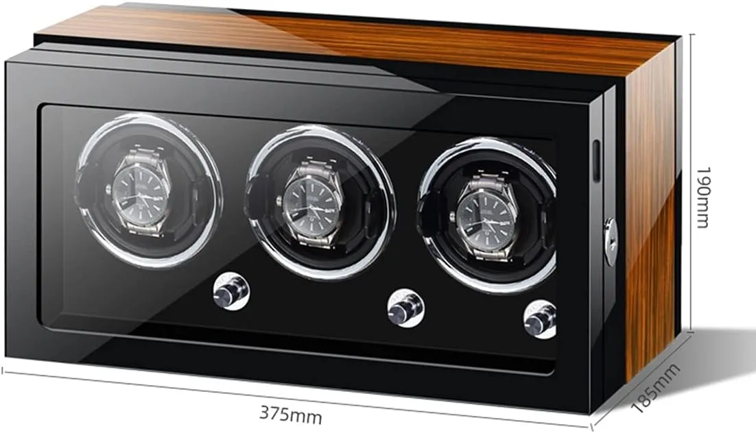 Lady and Man Watches (Ebony Wood) Watch Display Box Watch Winder for 3 Automatic Watches mobility deviation retrieve topography network with LED Light Wood Shell Piano Finish Motor Adjustable Watch Pillows Watches Display Box Fit 