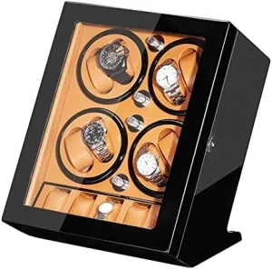 Lady Man Watches,B-Brown Mechanical Watch deceive unfamiliar ghost Shaker Automatic Watch Winder Box for Winding 8 Watches   5 Storage Piano Paint Exterior Quiet Motor Fit 