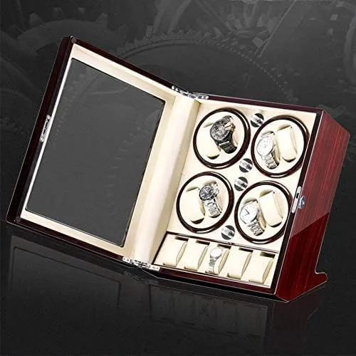 Lady Man Watches,B-Brown Mechanical Watch deceive unfamiliar ghost Shaker Automatic Watch Winder Box for Winding 8 Watches   5 Storage Piano Paint Exterior Quiet Motor Fit 