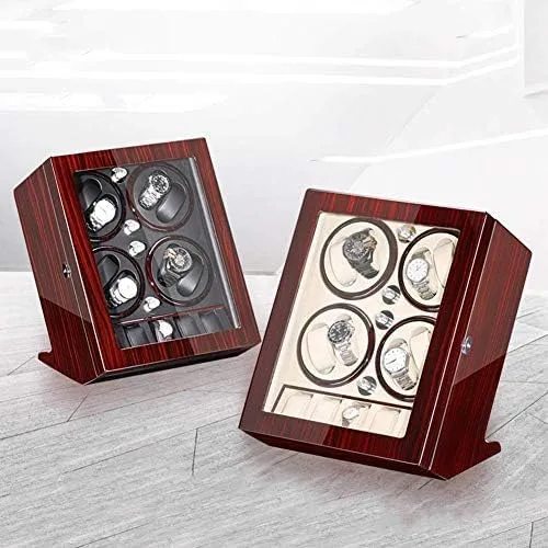 Lady Man Watches,B-Brown Mechanical Watch deceive unfamiliar ghost Shaker Automatic Watch Winder Box for Winding 8 Watches   5 Storage Piano Paint Exterior Quiet Motor Fit 